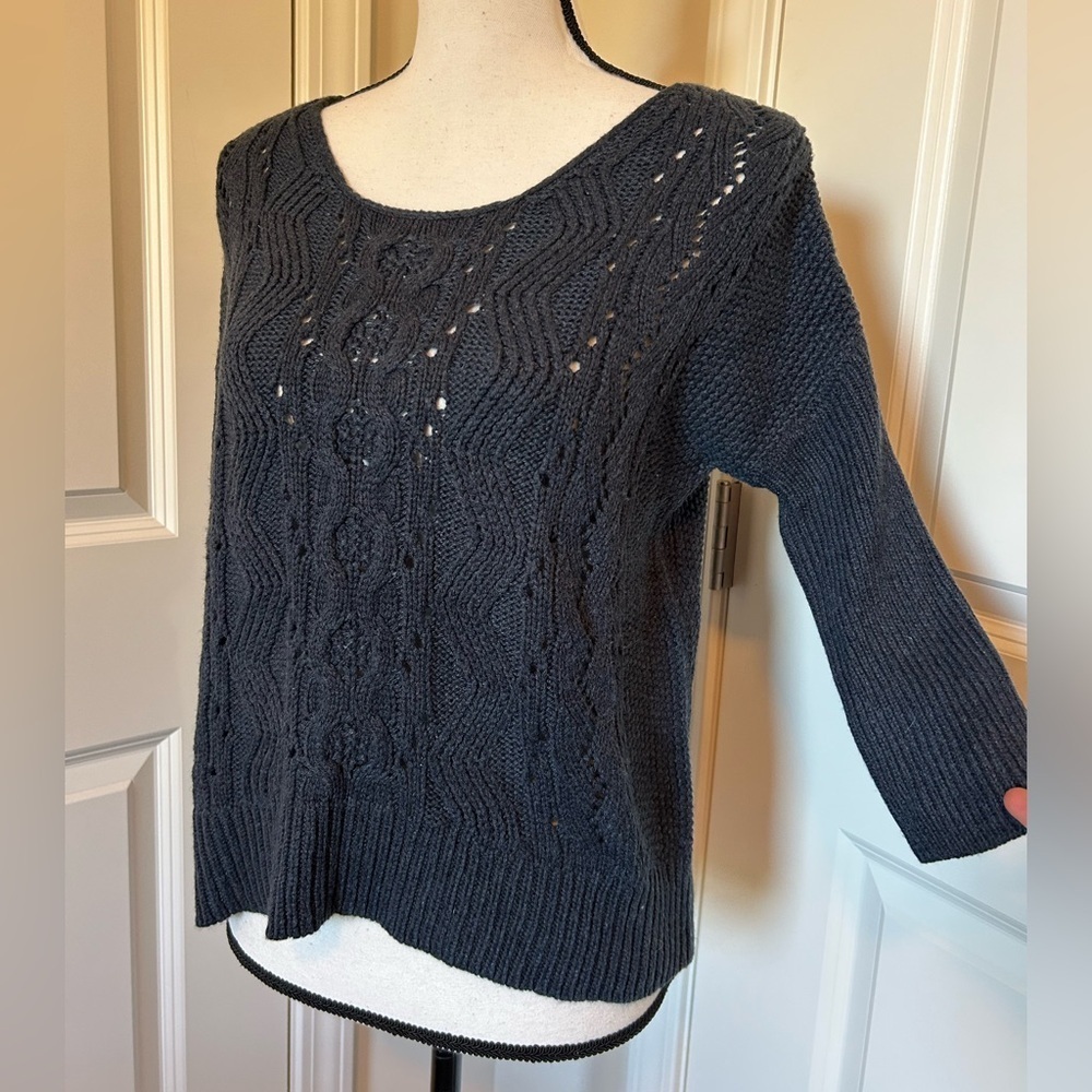 GAP Navy blue crochet, half sleeve crewneck sweater